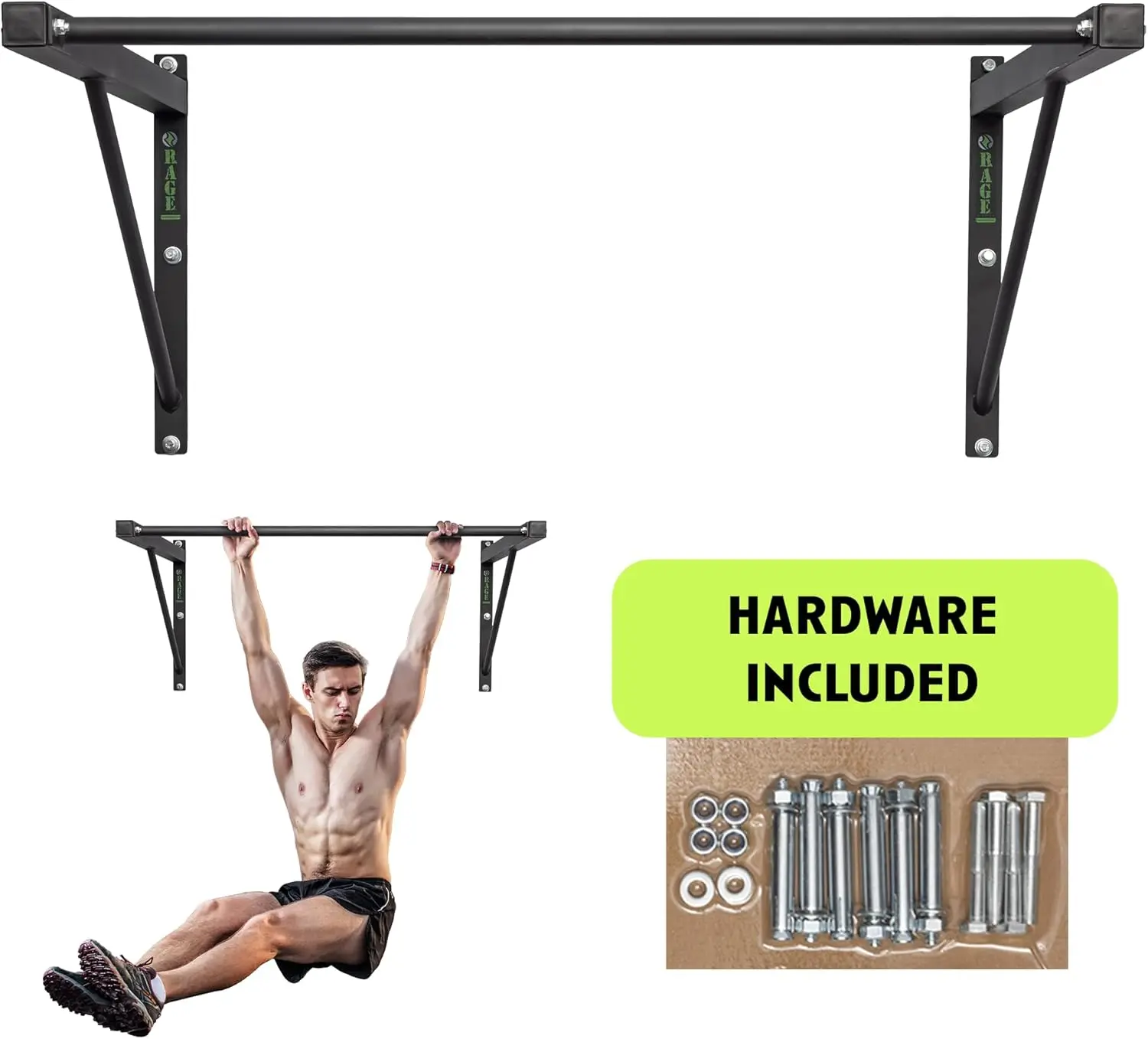 

Heavy-Duty Wall Mounted Pull Up Bar - 500 lbs Weight Capacity | Maintain Upper Body Strength & Core Stability | Space Efficient