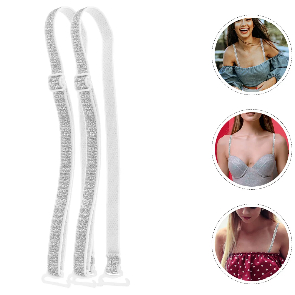 2 пары блестящих регулируемых бретелей для бюстгальтера, эластичные нескользящие декоративные съемные ремни, замена для свадебного платья без бретелек