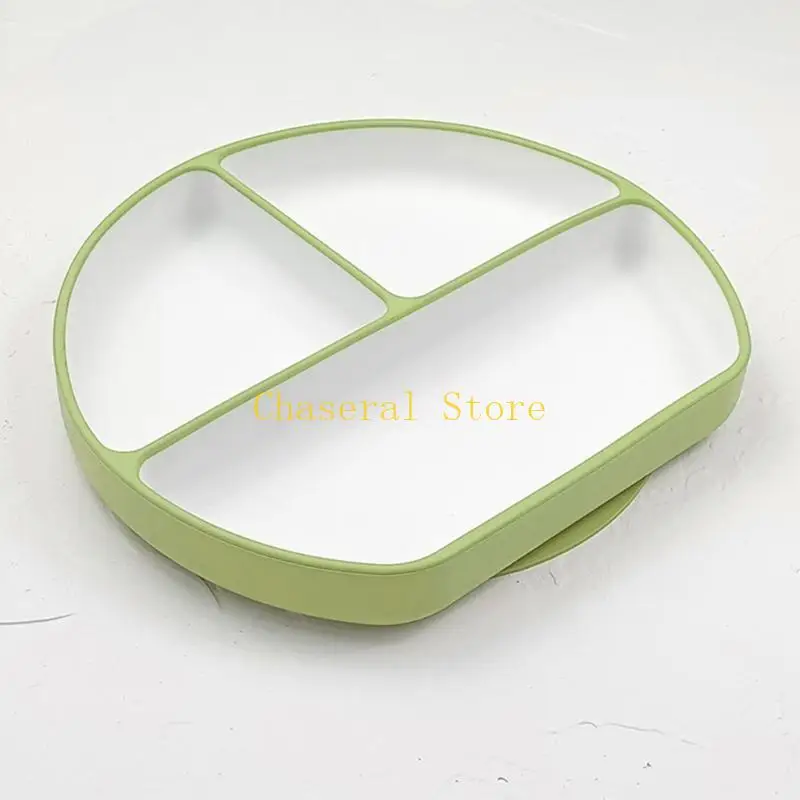 E7CE Toddler Divided Plate Self-Feeding Practice Plate Baby Silicone Suction Plate