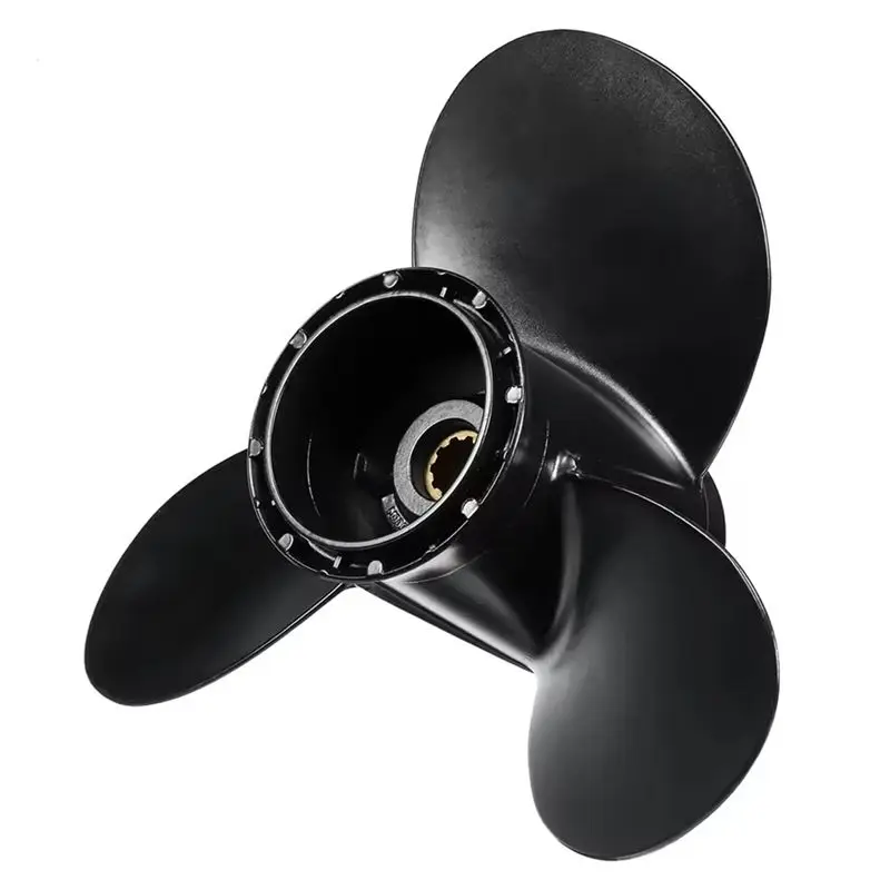 

A82U-For 20-30HP 58100-96420-019 10 1/4 X 11 Boat Outboard Propeller 10 Spline Tooths R Rotation 3 Blades Black