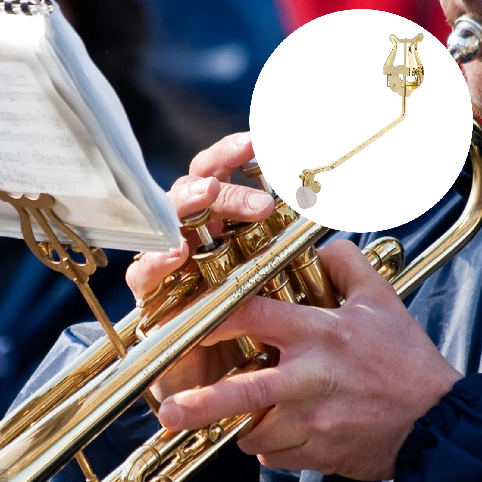 

French Horn Marching Clamp Gold Lyre Holder Sheet Music Clip for Band Practice Outdoor Use Music Accessories Clarinet Lyre Clip