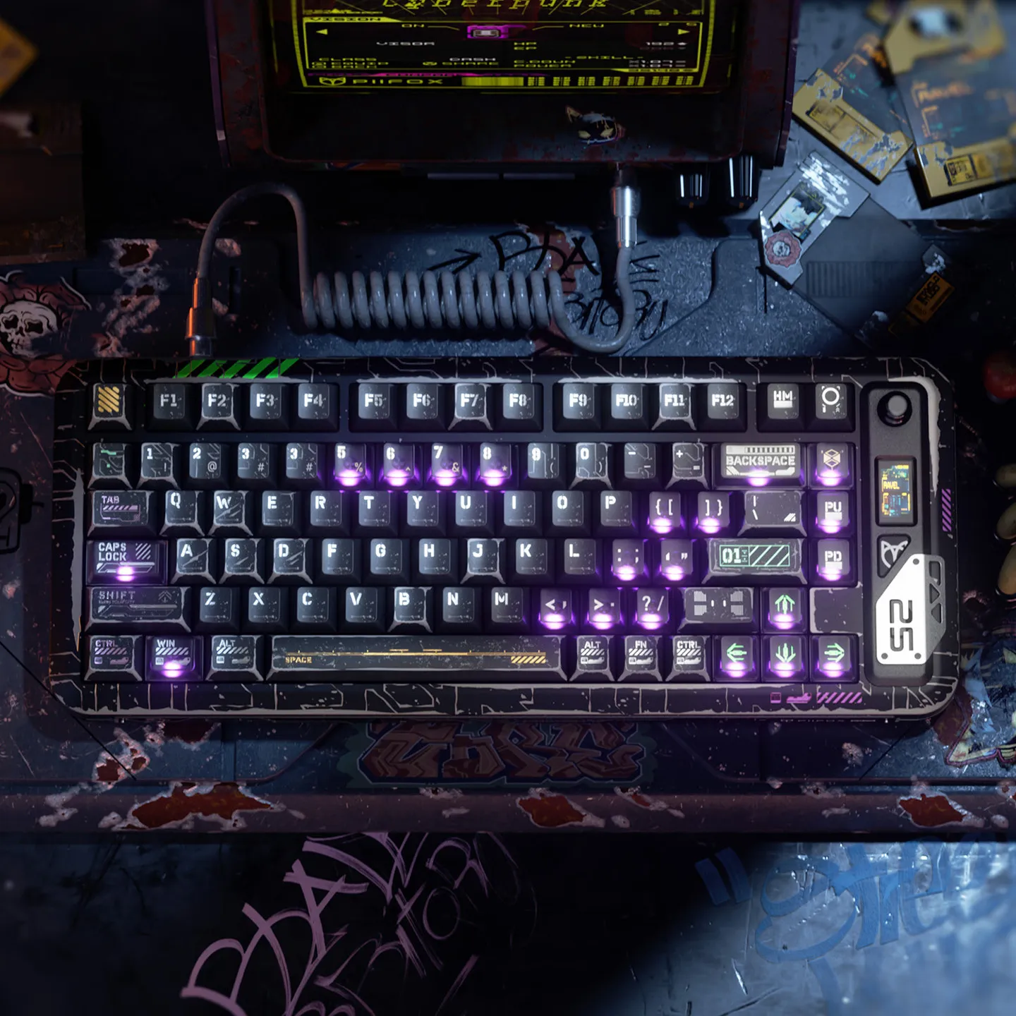 PIIFOX Cyber Ruins PC Keycaps Fog Permeable Keycap Cherry Profile Sublimation Keyboard Keycaps Customized PC Accessories Gifts