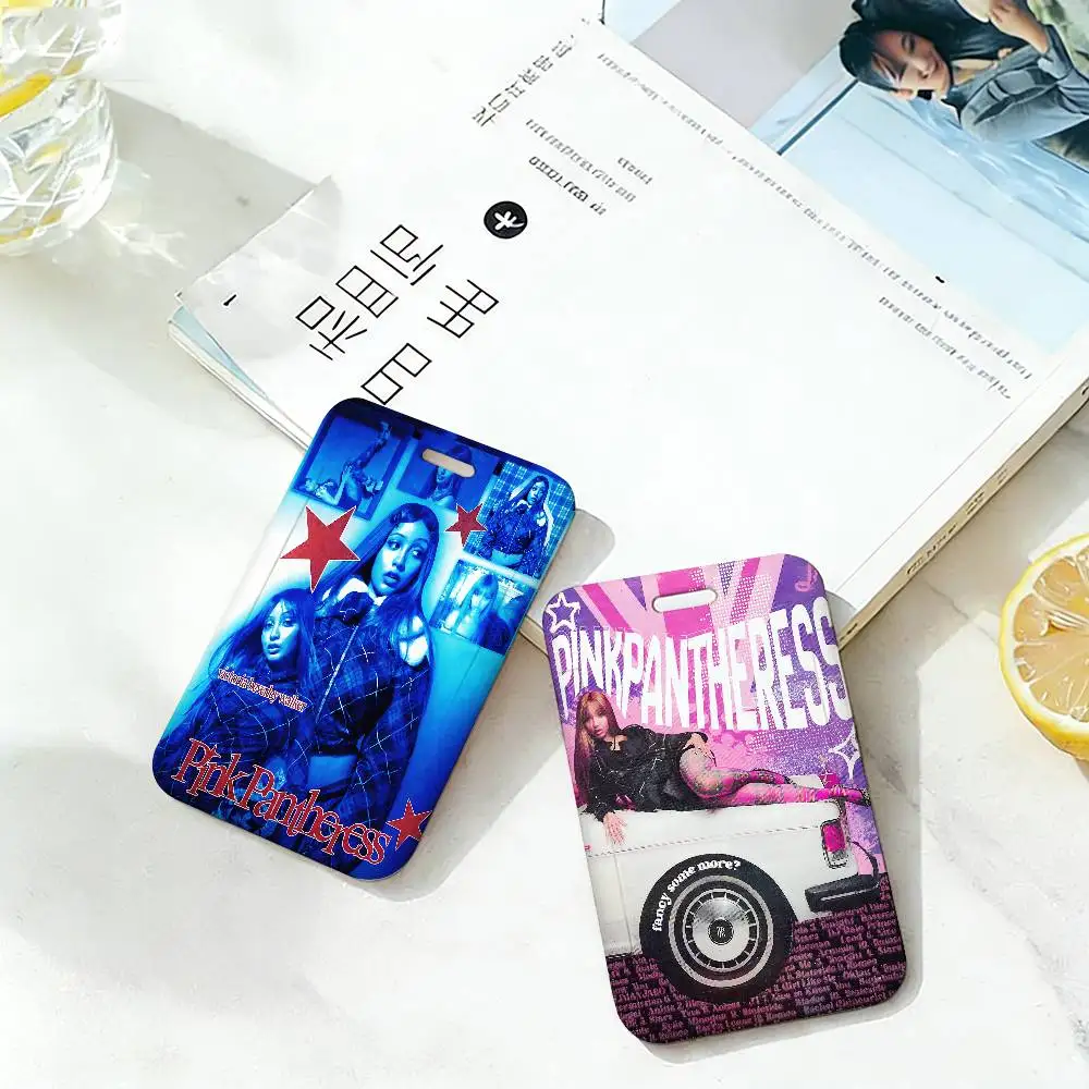 Singer Pink P-Pantheress Bus Pass Card Sleeve Bank Business Work Card Holder Plastic ID Tag Name Badge Holder Work Protector