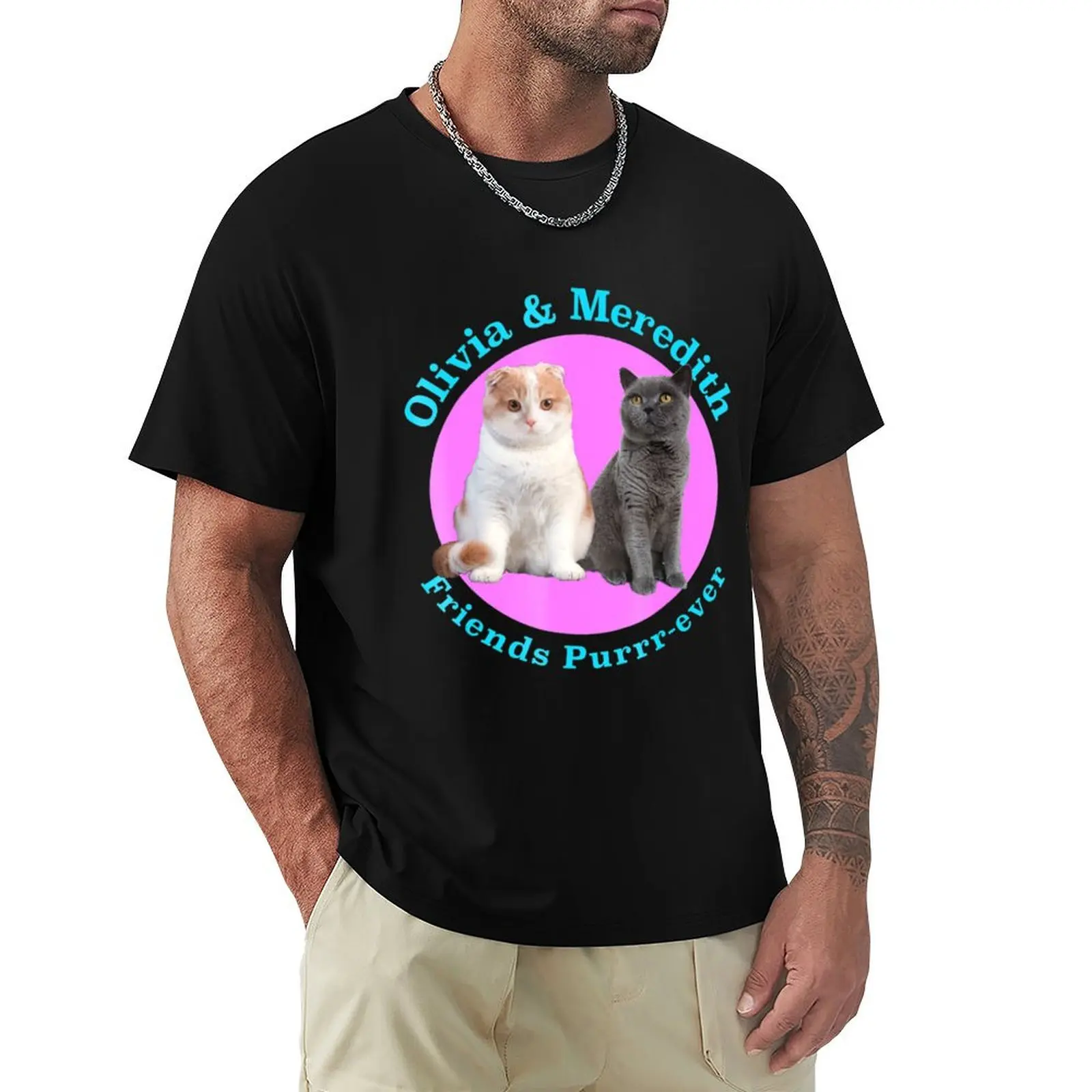 Olivia And Meredith Shirt Friends Purrr Ever Cat Tee T-Shirt Casual Soft Cotton Short Sleeve Tee