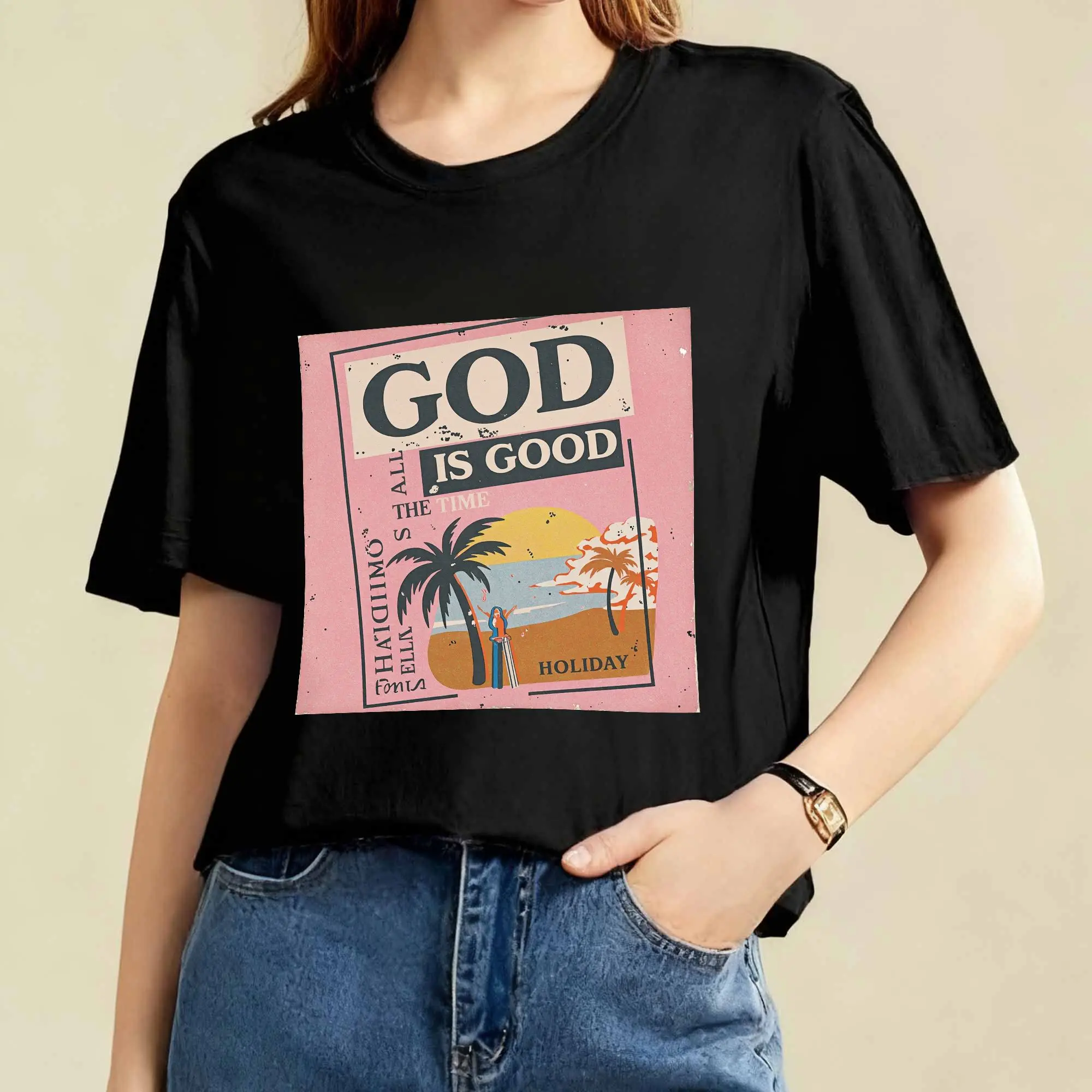 

God is Good Graphic Tee Soft Pink Short Sleeve T-Shirt