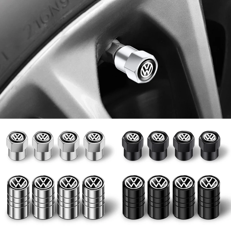 4pcs Car Logo Wheel Tyre Valve Stem Caps Dust Car Accessories For Volkswagen VW Golf Caddy Scirocco Beetle Touran Rline Polo GTD