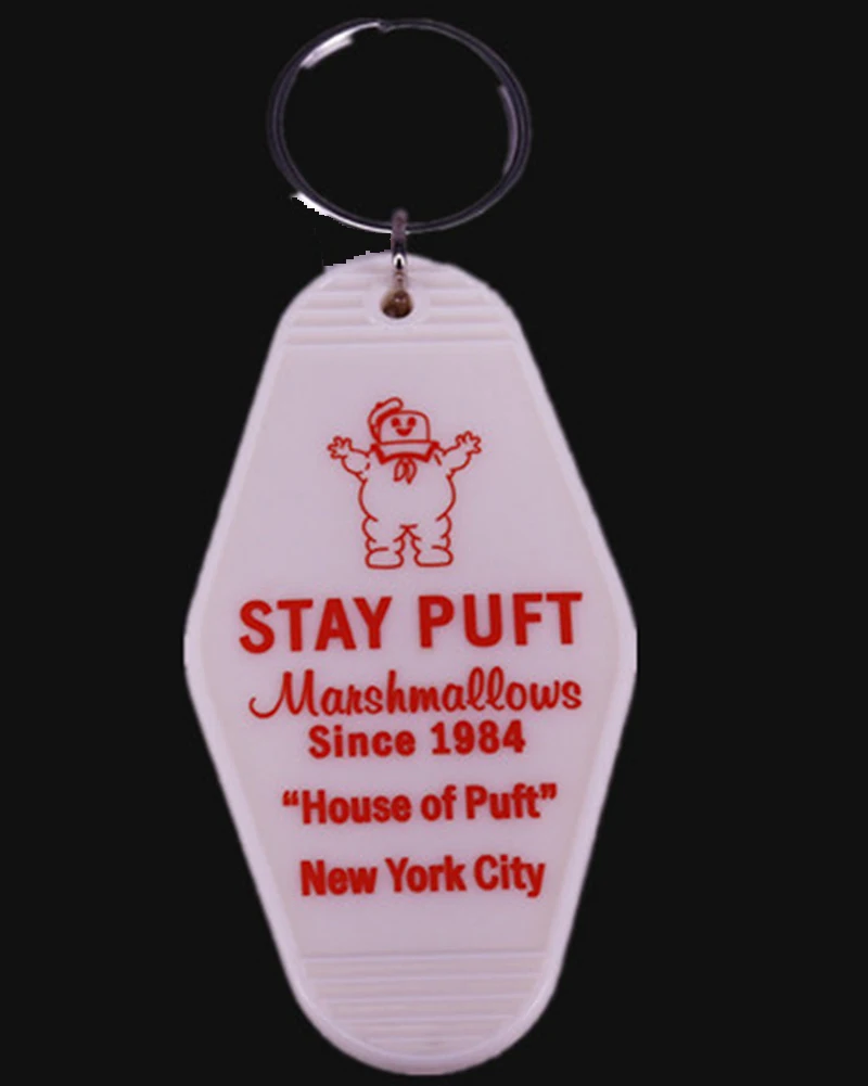STAY PUFT Manshmallows House of Puft New York City KeyChain Keyring Tag Key Chains Hotel Office Fans Funny Accessory Put logo