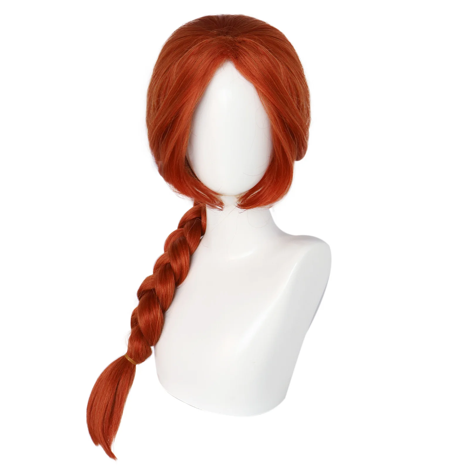 Parrucca cosplay Fiona Parrucca treccia marrone rosso Berretto per capelli sintetico resistente al calore Accessori per costumi Halloween per donna adulta