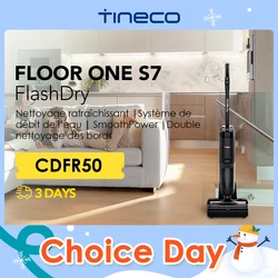 Tineco FLOOR ONE S7 FlashDry Smart Cordless Vácuo seco e úmido para bagunças pegajosas 158 ℉ Limpeza de borda dupla face com secagem por flash de ar quente