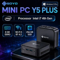 SOYO Mini PC Y5 PLUS Intel I7 4th Gen 8GB RAM 128GB Y5 Air I5 4th GenWindows 11 Pro WiFi BT4.2 Office Desktop Computer HDMI*2 RJ45*1 USB3.0*4 3.3GHZ 4K 60fps Graphics