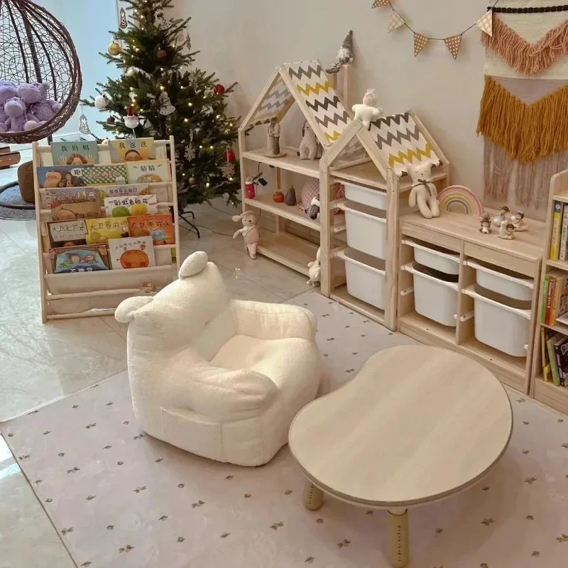 Sofa Mini wol domba lucu, kursi Sofa malas Linen dan katun untuk perabotan kamar anak-anak kain Sofa dapat dilepas dan dicuci