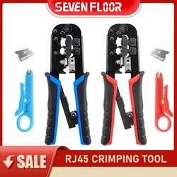 Cat5 Cat5e RJ45 Crimping Tool, 6P 8P Network Cable Pliers with Cutter Stripper, Compatible with RJ11 RJ12 Ethernet LAN Connector