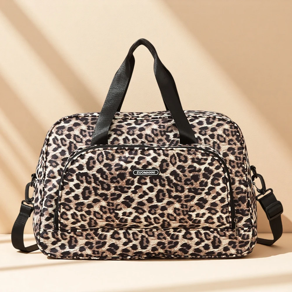 

Модная дорожная сумка с леопардовым принтом, вместительная спортивная сумка-тоут для женщин, дорожная сумка через плечо для выходных и ночевок