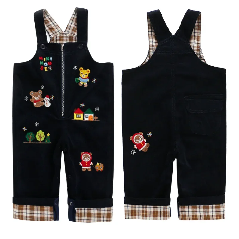 Children\'s Pants Autumn Children\'s Cartoon Bear Embroidery Overalls Boys and Girls Corduroy Trousers Overalls for Kids