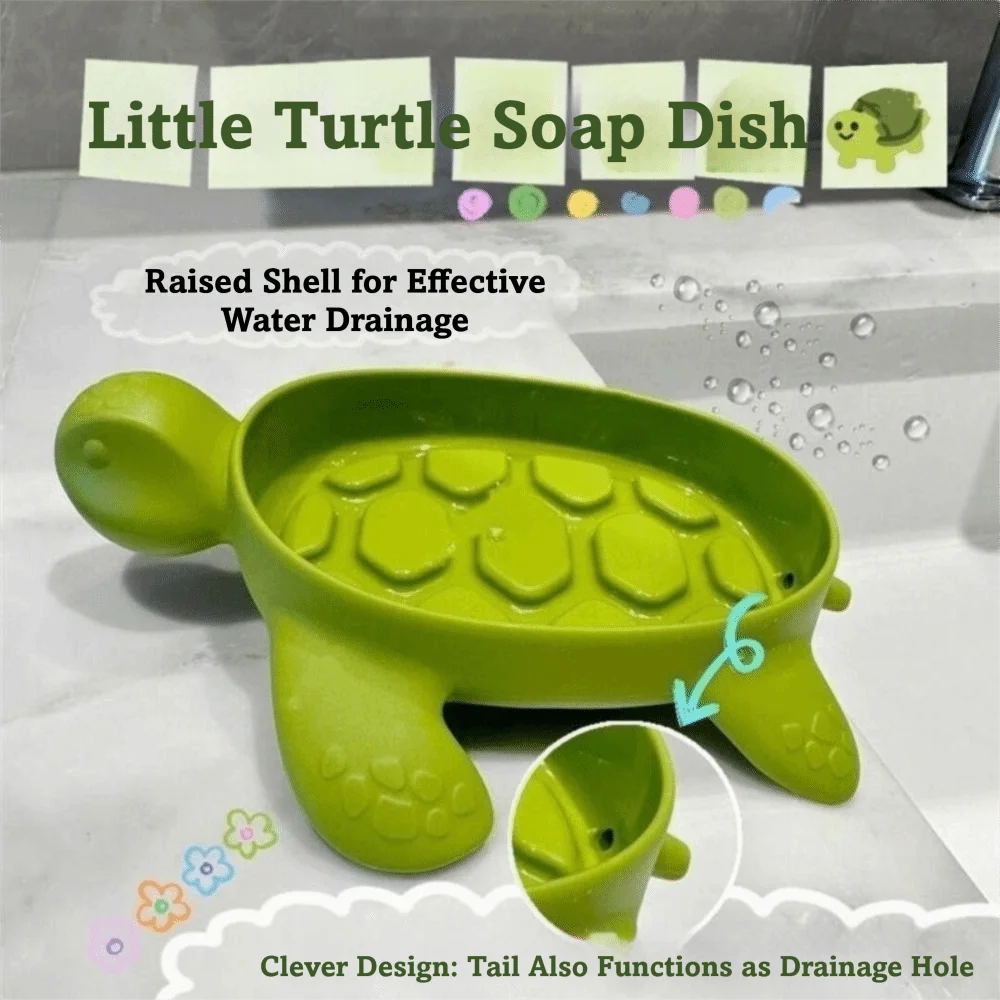 Soap Rack Anti-slip Turtles Shape Soap Box Plastic Self Draining Drain Soap Holder Box Cute Soap Holder Laundry