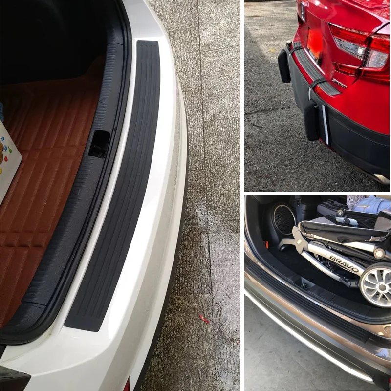 90*8Cm Bumper Bagasi Mobil Universal Styling Pelat Ambang Pintu Pelindung Karet Alas Cetakan Tailgate Trim Non Slip Cover Strip