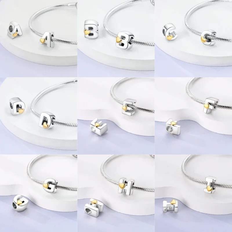 Fit Qikaola 925 Original Bracelets Love 26 English Letters Series Silvering Charms Beads For DIY Birthday Jewelry Making