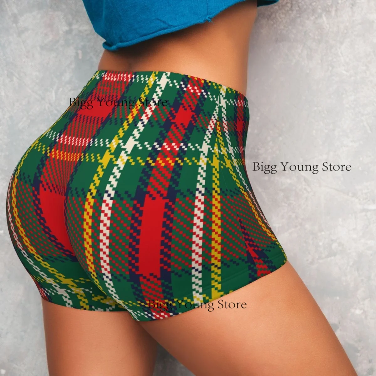 Damenbekleidung Booty Shorts Gym Push Up Short Elastizität Scrunch Butt Laufshorts Tartan Plaid Scottish Sports Booty Shorts
