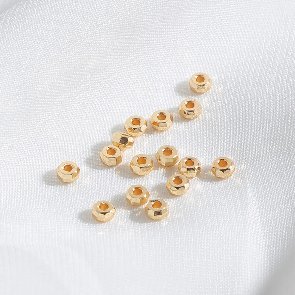 14K Gold Plated Color Retention Laser Pattern Flat Disc Spacer Beads DIY Bracelet Necklace Jewelry Findings