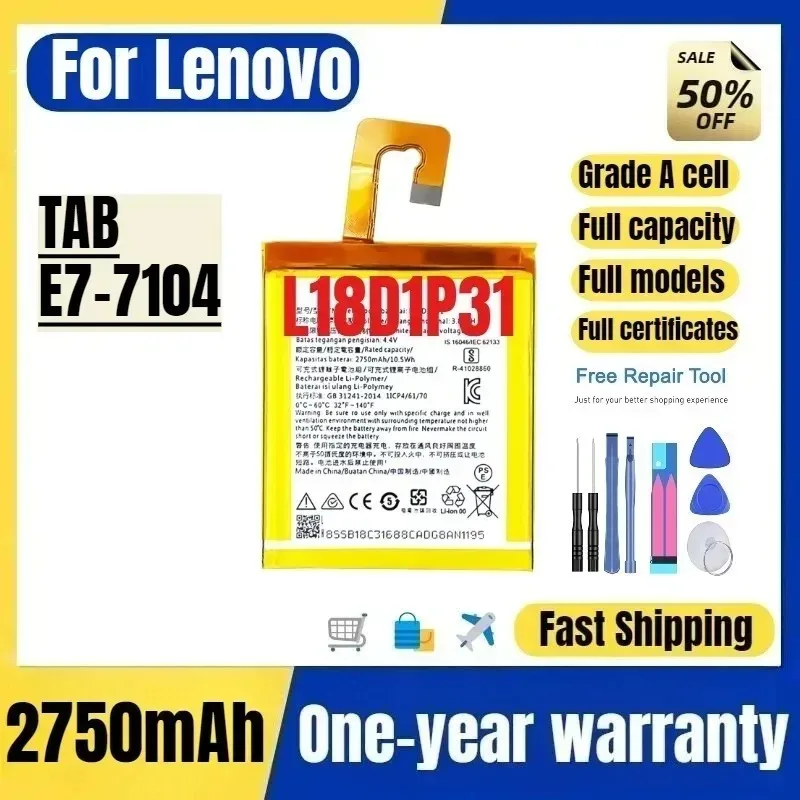 L18D1P31 for Lenovo TAB E7-7104 Tablet Battery High Quality High Capacity Battery Replacement Bateria Grade A Cell with Tools