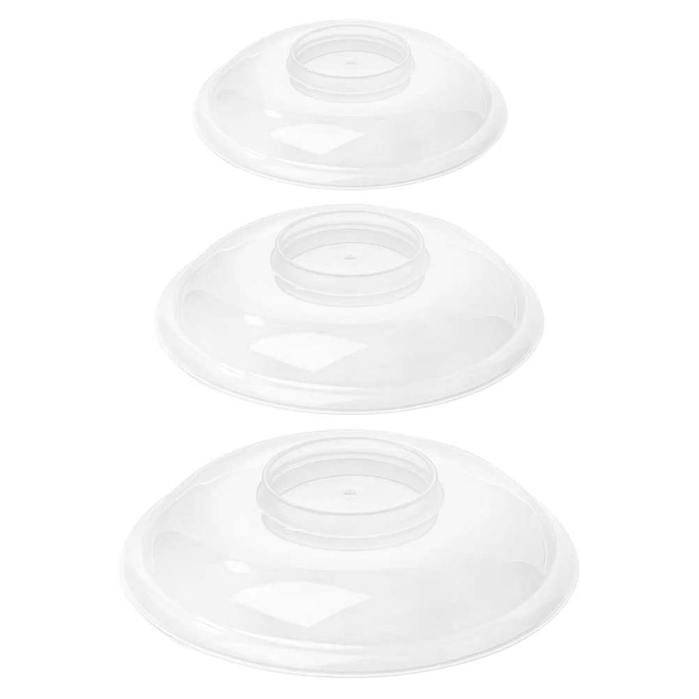 

3pcs Microwave Heating Lid Transparent Splatter Guard Cake Cover Dome Vegetable Plate Cover Keeps Warm Multifunctional Kitchen