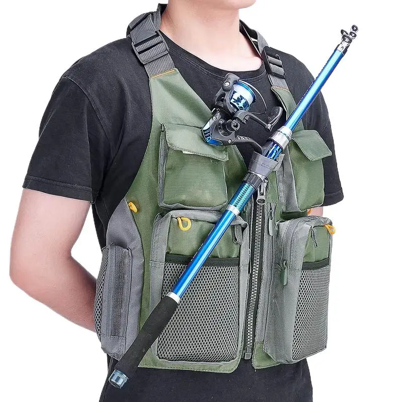 

Fishing Vests For Men Multi Pockets Mesh Fishing Vest Removable Shoulder Straps Comfortable Coat Jacket For Hiking Travel