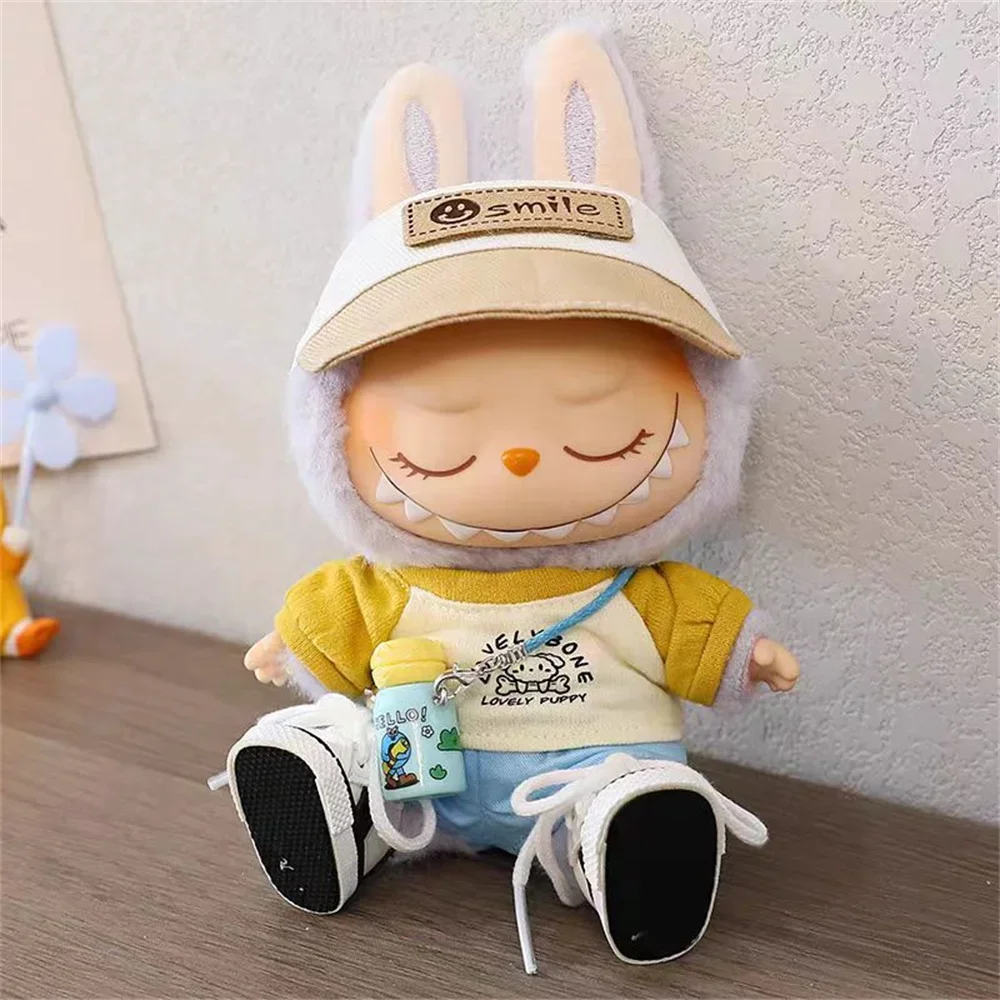 For 17cm labubu v1/v2 pendant baby clothes T-shirt change sportswear casual clothes Dolls Accessories for Labubu DIY decoration