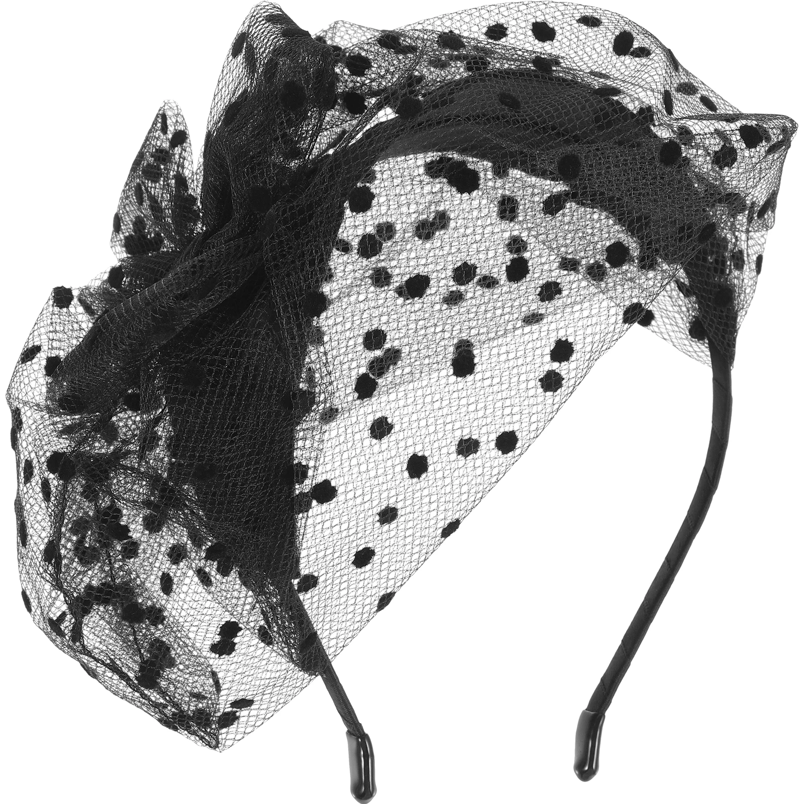 

Retro Dot Lace Mesh Bow Beret Hat Double Layer Women Fascinator Party Accessories Elegant Christmas Valentine
