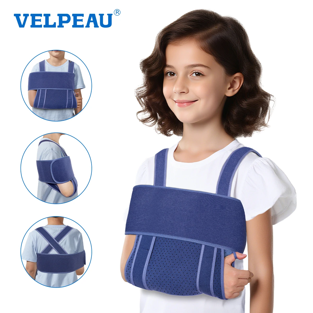 

Детский плечевой слинг VELPEAU, иммобилайзер для фиксации перелома руки, регулируемый, легкий и очень мягкий слинг для детей