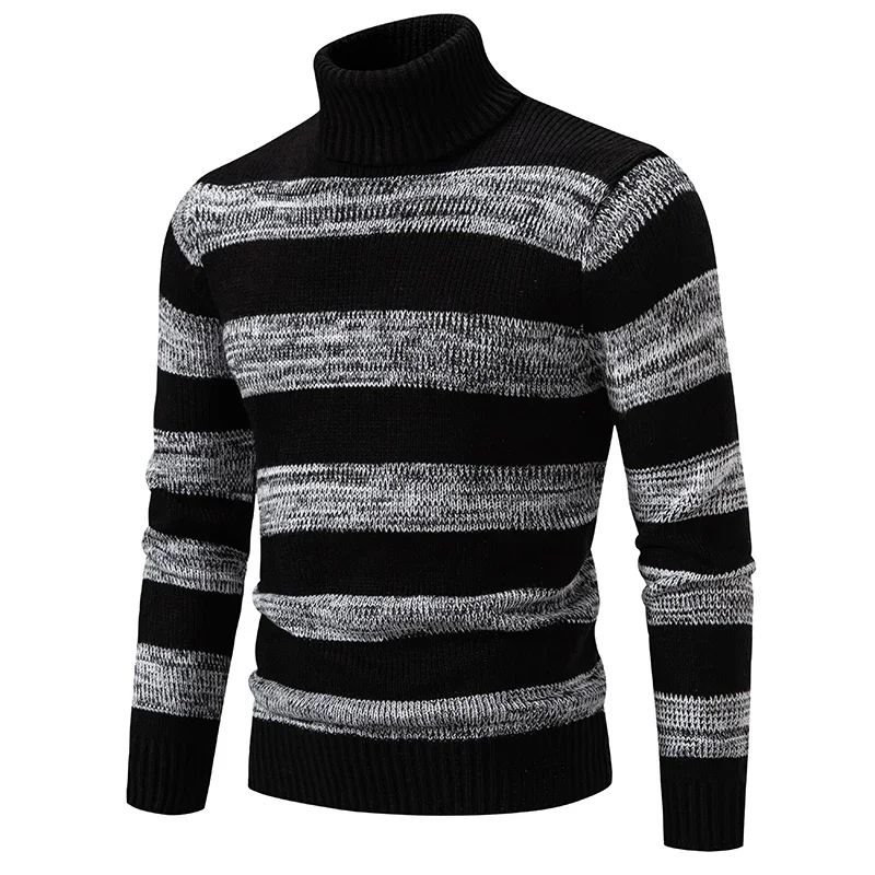 Casual Knitted Pullover Sweater Men\'s New Autumn and Winter Casual Warm Neck Sweater Knit Pullover Tops  Man Clothes