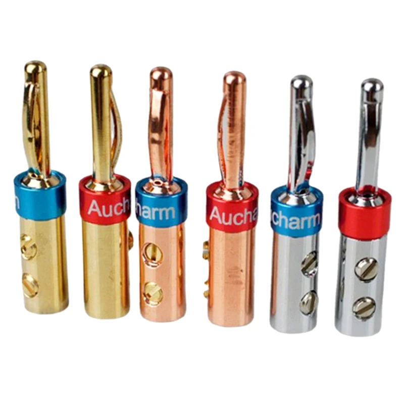 

4pcs Copper / Gold-plated / Rhodium-plated Banana Plug Pure Copper HiFi Audio Speaker Plug Solderless Banana Plug Connector