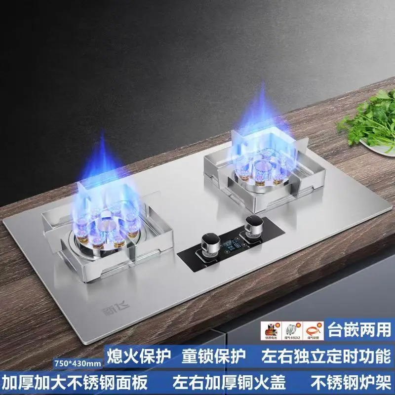 Kitchen rolling gas stove household double built-in energy-saving fire stove built-in countertop built-in