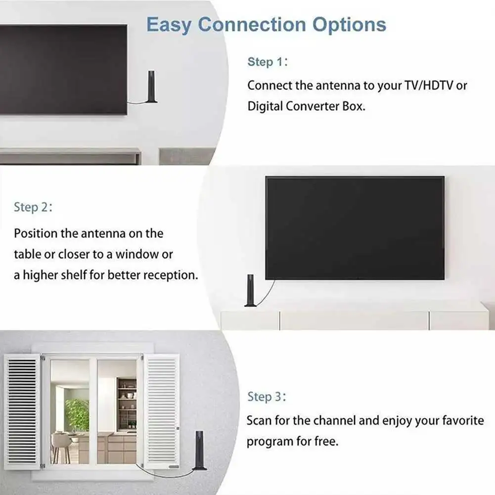 Antena de TV digital para Smarts Tv Antena HD de alto ganancia Interieur para el hogar