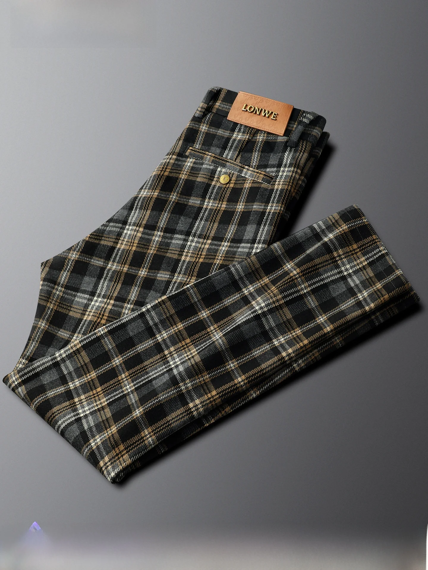 

Faionable Slim Fit Casual Pants for Men Straight Leg Commuter Trousers Autumn Winter New Sle Busin Cotton Polyester Blend