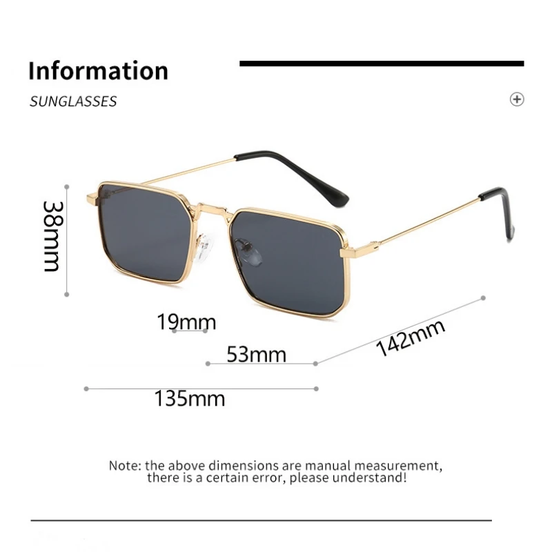 High Quality Rectangle Sunglasses Women Metal Frame Glasses Vintage Brand Square Sun Glasses for Men Shades Female Eyewear