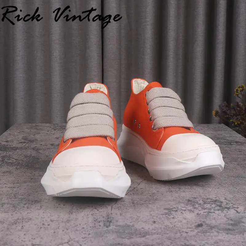 Rick Vintage buty główna ulica dla mężczyzn moda nowa platforma trampki kobiety oryginalne buty designerski płócienny grube sznurowadła Sneaker