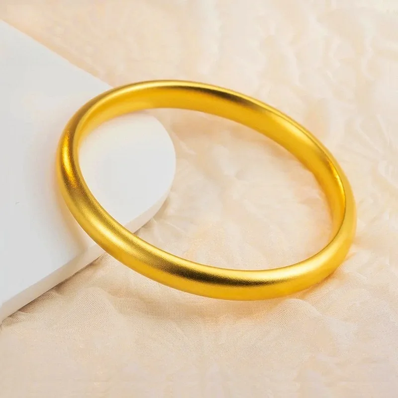 

7mm Loach Back Bangle Women's 24K Gold AU999 - Thick gold bangle, full of premium texture, for office professional style