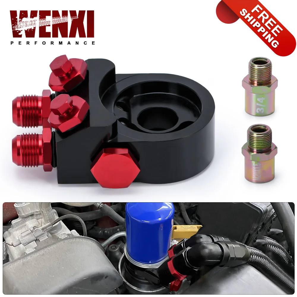 

Free Shipping Aluminum AN10 Oil Cooler Adapter Sandwich Turbo With Thermostat And FIitting 3/4-16 UNF,M20*1.5 WX6746