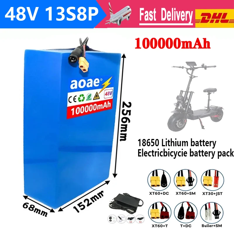 

48V 13S8P 18650 Lithium Battery Pack 100Ah Suitable for electric scooters, mountain bikes 2000W Deliverywithin 10-25 days