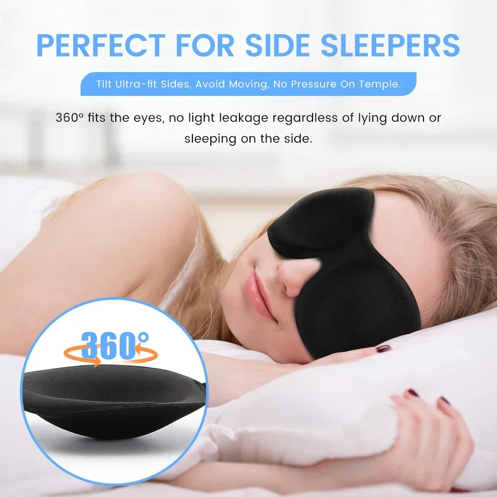 Respirável 3D Sleeping Eye Mask, Máscara Natural do Sono, Espuma De Memória, Block Night, Venda para Dormir