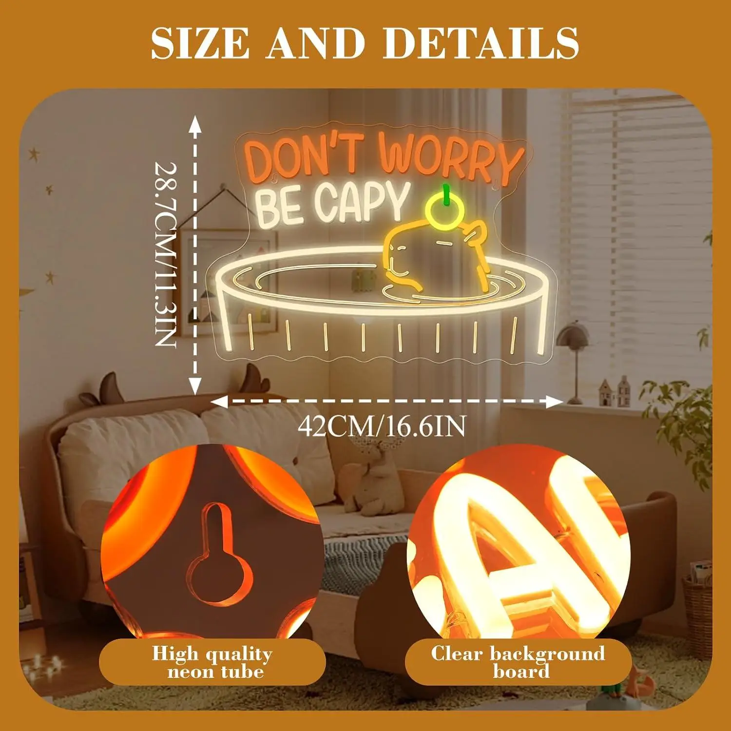 Dont Worry Be Capy Neon Sign Usb Powered Dimmable Led Neon Light For Teen Girls Bedroom Living Room Pet Shop Cafe Party Display