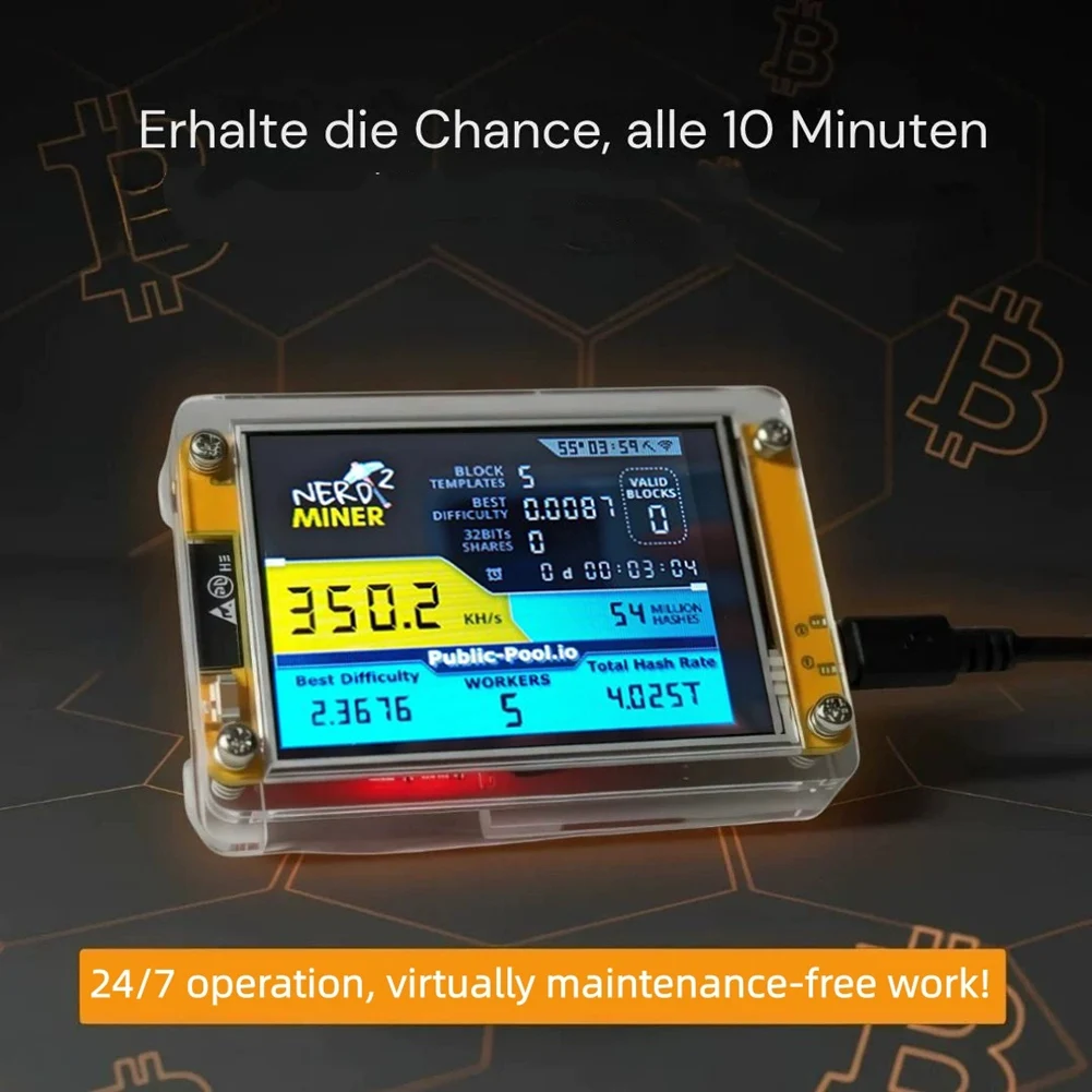 

Модернизированный Harshrate 4X 350KH/S Nmminer Nerdminer+ с 4 слотами, базовый крипто-майнер для Биткойна, 2,8-дюймовый смарт-дисплей