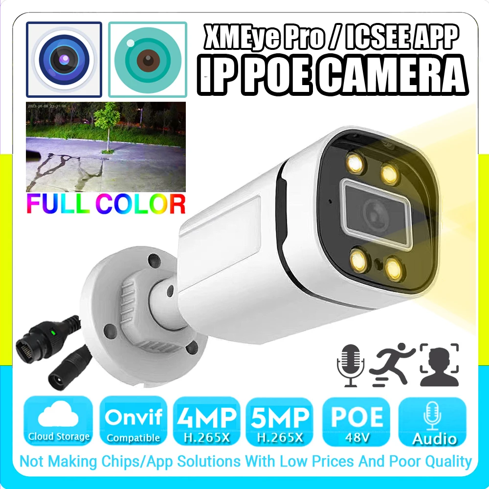 camera impermeavel onvif ai face e deteccao de movimento audio colorido ip poe 5mp 4mp noite h265 hd mic digital xmeye 01