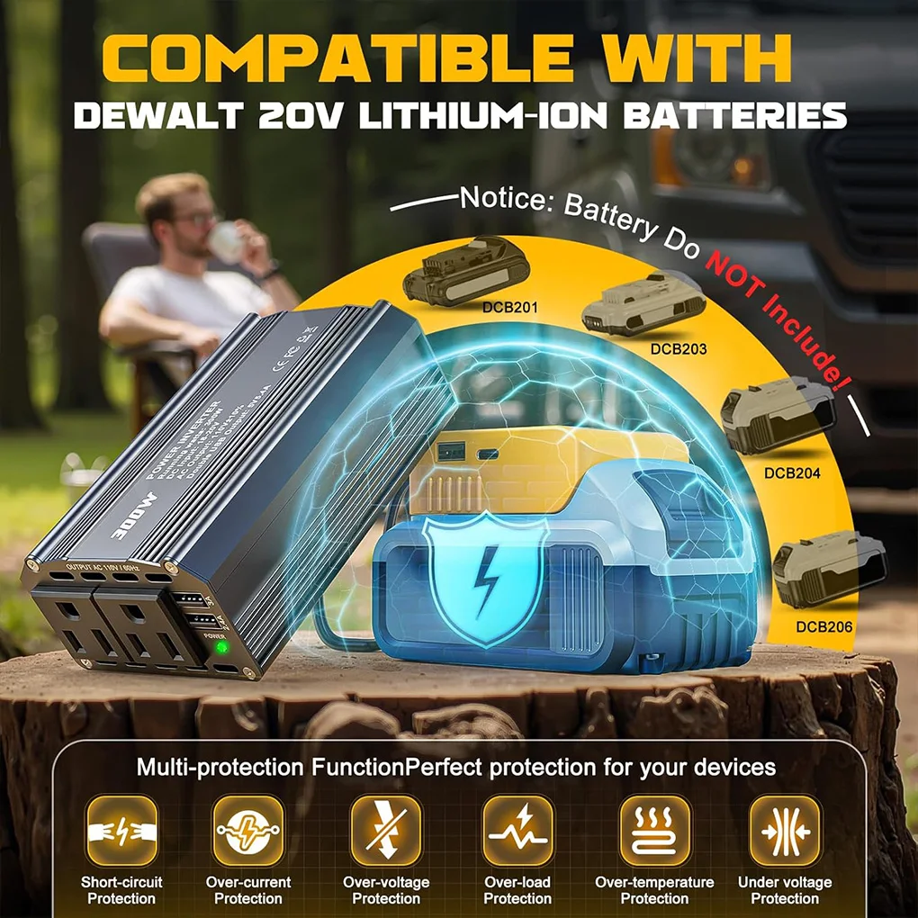 

300W Power Inverter Power Inverter String Light Vehicles Computer Laptop Phone Reliable Source for Mil-waukee US