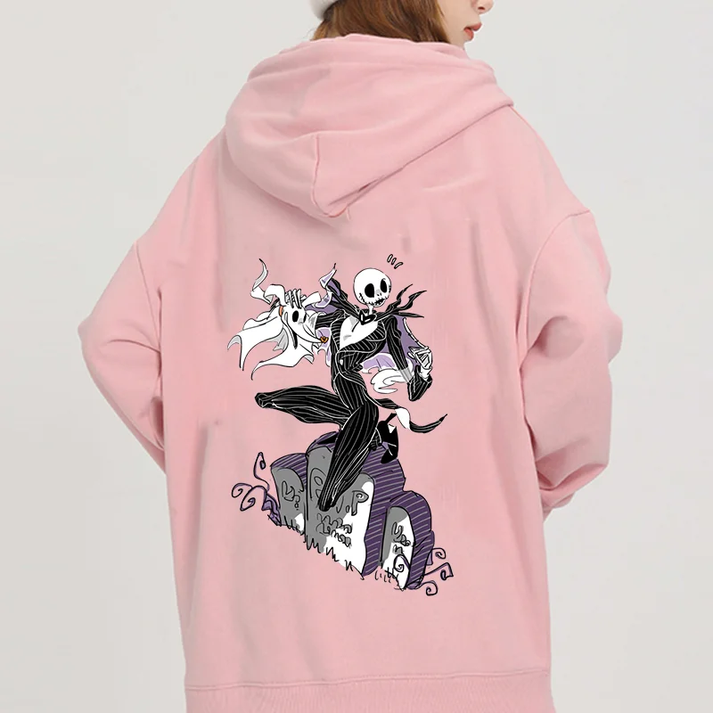 Disney Jack Skellington The Nightmare Before Christmas Couple Printed Hoodie Cartoon Skull Leisure Sports Street Student Hoodie