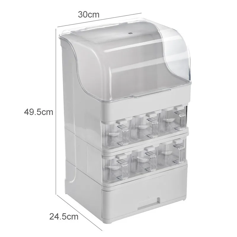 Kitchen seasoning storage rack, multi-functional dust-proof oil, salt, sauce, vinegar, monosodium glutamate seasoning box
