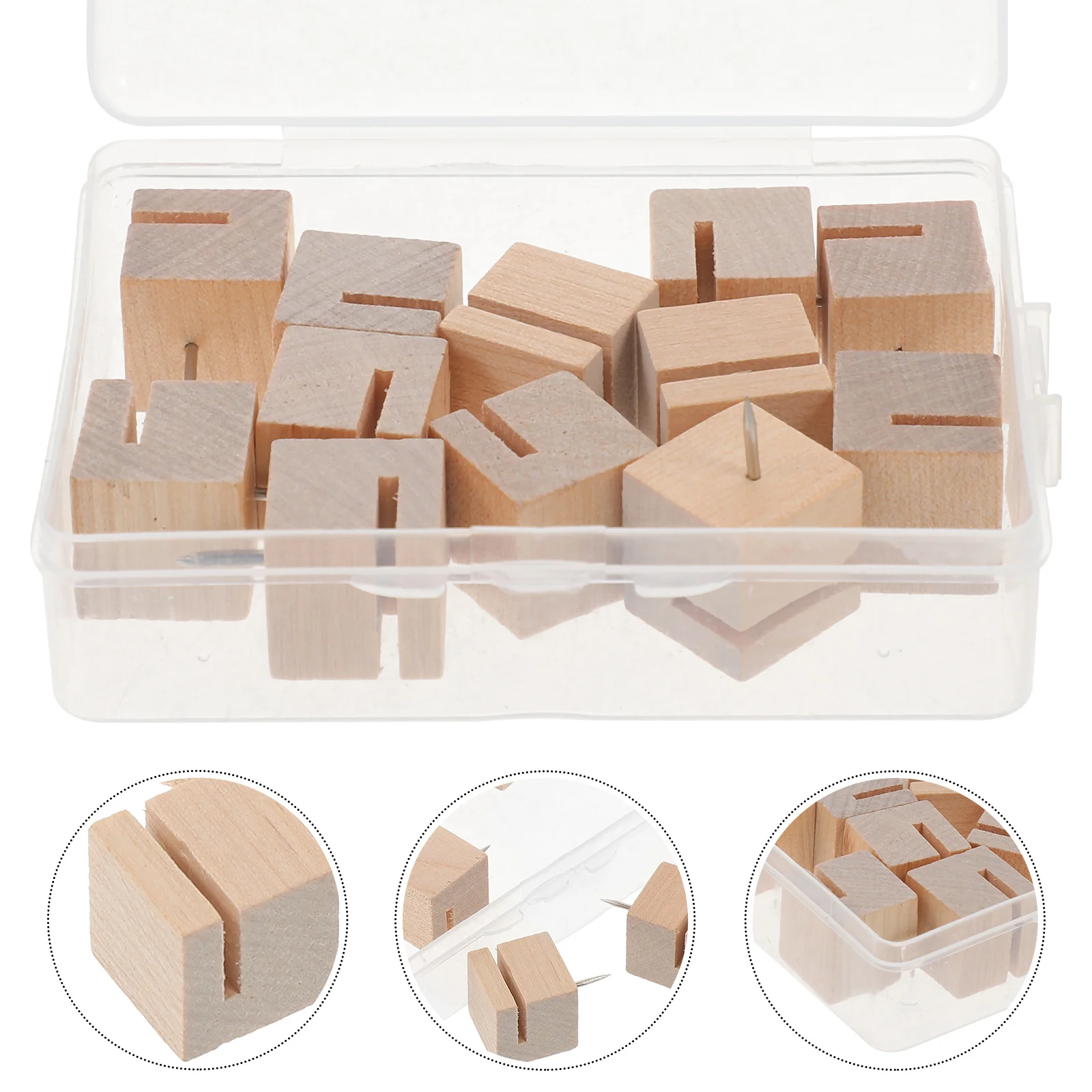 12개입 나무 압정 슬롯 디자인 푸시 핀 코르크 보드 사진 벽 지도 표시용 게시판용 사무용 바인딩 용품