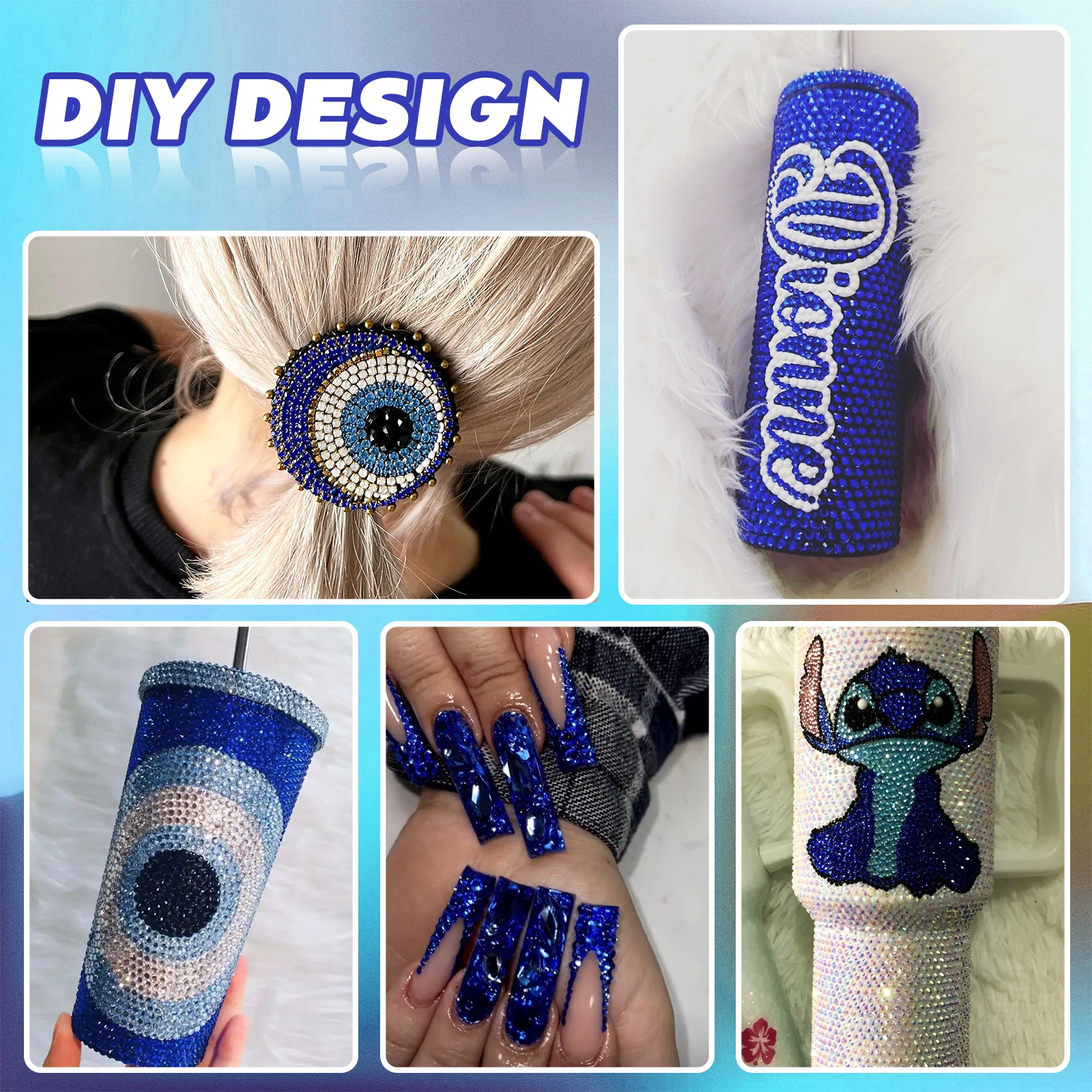 네일 참 라인스톤 접착제 키트, 투명 접착제 보석 세트, 플랫백 송진 보석, 공예 의류 신발용 다이아몬드, B7000