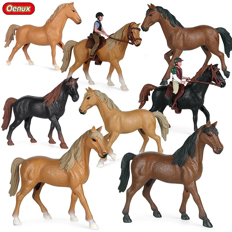 Oenux Big Size Forest Wild Steed Farm Animal Horse Model Action Figures Hollow Plastic Home Decoration Figurines Toy Kid Gift