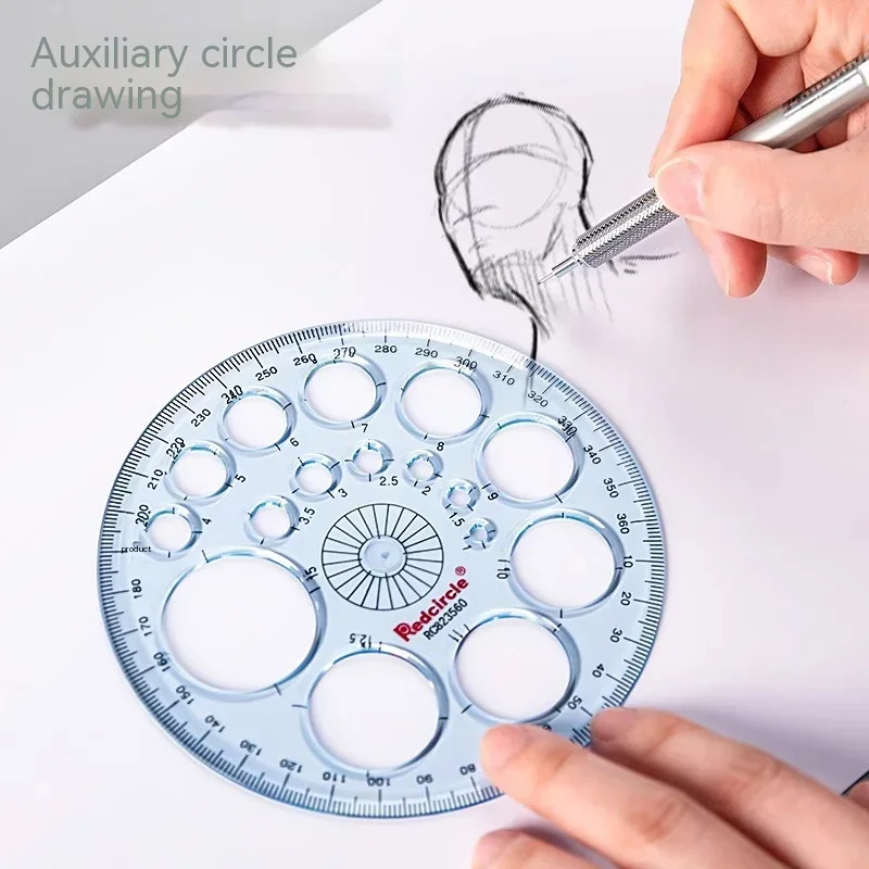 Multifunctional Geometric Template Measuring Ruler 360 Degree Round Ruler Circles Drawing Shape Template Ruler for Office School